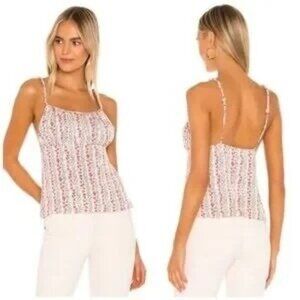 Free People Donna Ditsy Heart Print Ivory Satin Cami